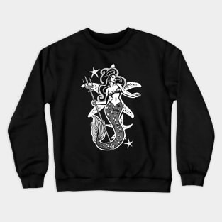 Retro Pin-Up Black And White Mermaid Crewneck Sweatshirt